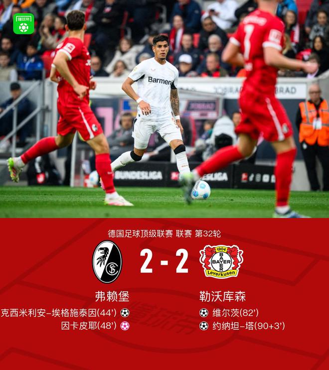 勒沃勝弗賴堡，拜仁奪冠；維爾茨進(jìn)球，塔絕平。