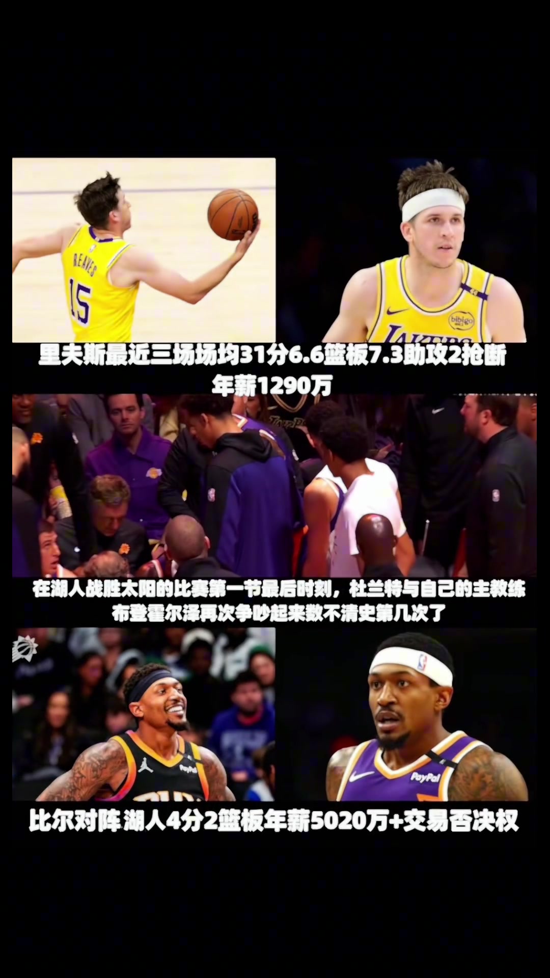 比爾 這5000萬(wàn)合同拿4分 里夫斯這合同真是高性價(jià)比