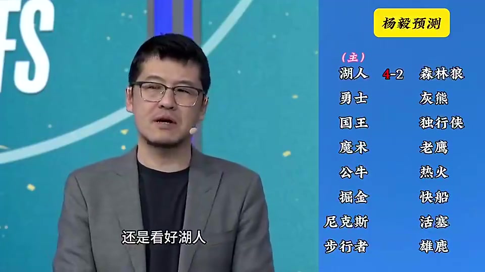 反向明燈楊毅季后賽預測湖人4-2森林狼快船4-2掘金